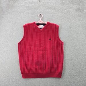 VINTAGE Chaps Ralph Lauren Men Sweater Vest L/G‎ Red Logo Sleeveless Preppy